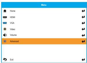 OPTOMA ML1000 - Contrôle du menu réglage - 9