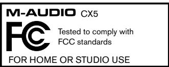 M-AUDIO STUDIOPHILE CX5 - Enregistrement de la garantie - 1