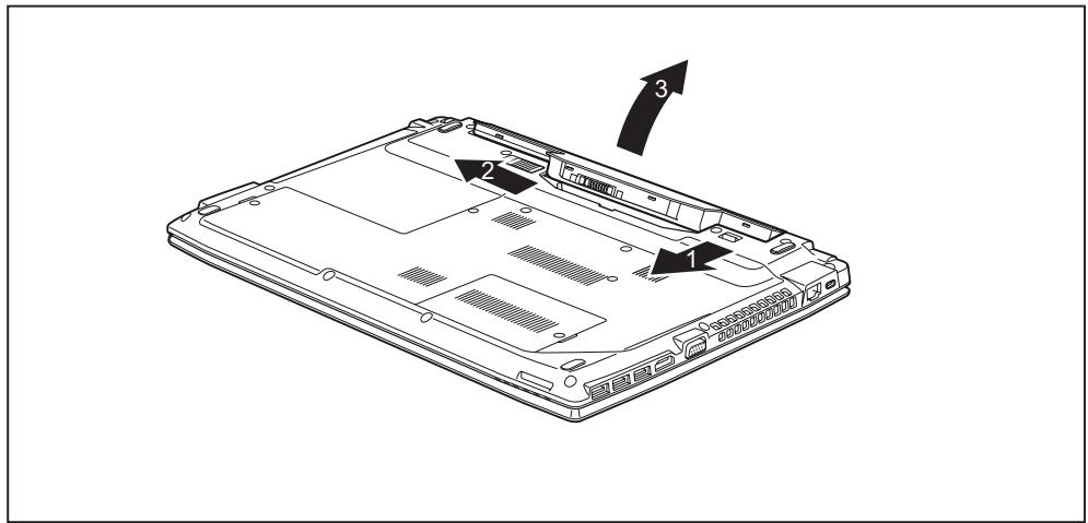 FUJITSU SIEMENS LIFEBOOK 544 - Removing the battery - 1