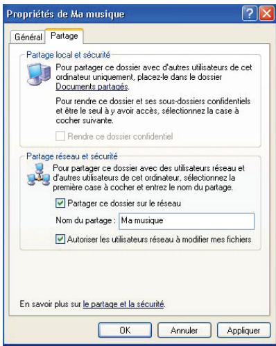 HERCULES EPLUG 200 HD - Windows XP : Mettre en partage des dossiers - 1