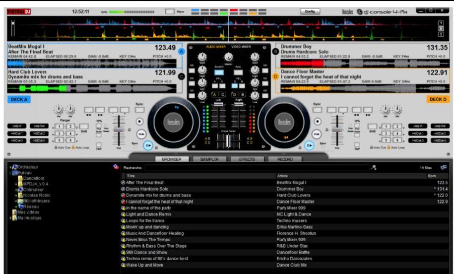 HERCULES VIRTUALDJ 7 LE - zones de contrôle des platines : gauche et droite - 1