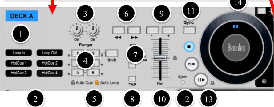 HERCULES VIRTUALDJ 7 LE - zones de contrôle des platines : gauche et droite - 4
