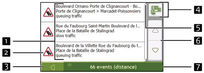 NAVMAN N40I - Comment afficher la liste de tous les événements sur mon itinéraire ? - 1