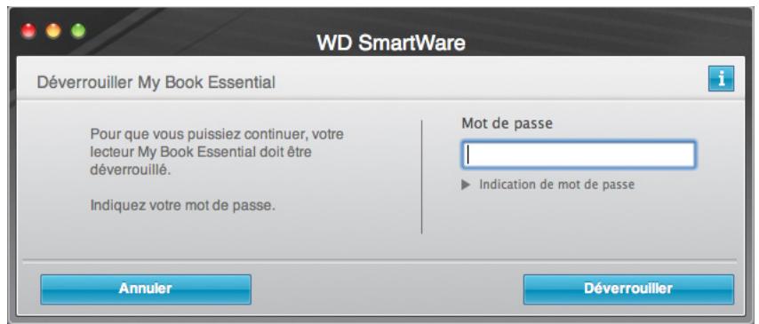 WESTERN DIGITAL MY BOOK FOR MAC - Déverrouillage de votre lecteur avec le logiciel WD SmartWare - 1