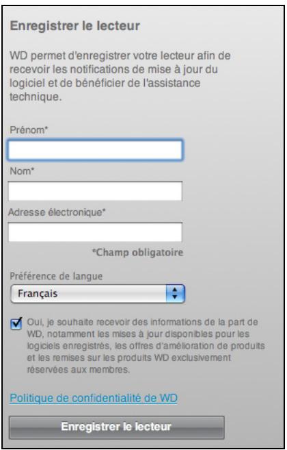 WESTERN DIGITAL MY BOOK FOR MAC - Enregistrement de votre lecteur - 1