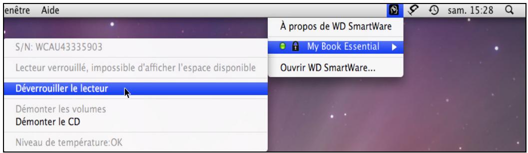 WESTERN DIGITAL MY BOOK FOR MAC - Déverrouillage de votre lecteur avec le logiciel WD SmartWare - 2