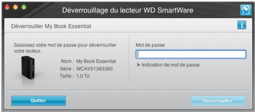 WESTERN DIGITAL MY BOOK FOR MAC - Déverrouillage de votre lecteur avec le logiciel WD SmartWare - 3