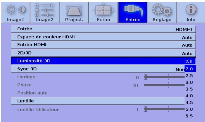 MITSUBISHI HC9000D - Pour régler la luminosité 3D : - 1