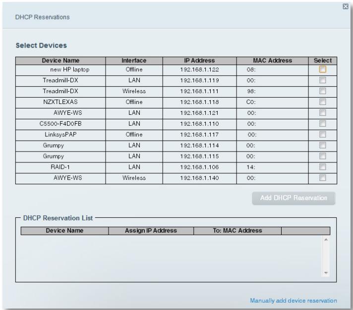 LINKSYS EA6700 - Pour configurer les adresses IP réservées dans DHCP : - 1