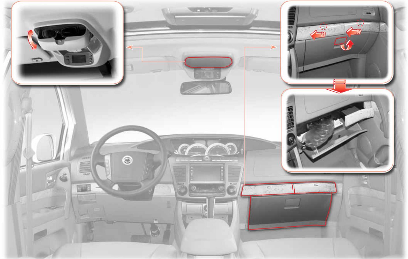 SSANGYONG RODIUS - CASIERS DE RANGEMENT AVANT - 1