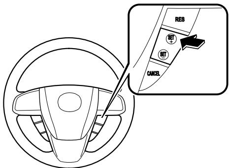 MAZDA CX-7 2012 - Pour augmenter la vitesse en utilisant l'interrupteur de régulateur de vitesse de croisière - 1