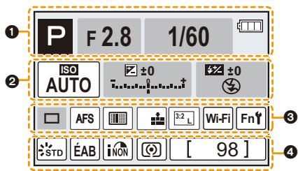 PANASONIC LUMIX DMC-FZ2000 - Information d'enregistrement à l'écran - 1