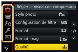 PANASONIC LUMIX DMC-FZ2000 - Changement vers d'autres menus - 1