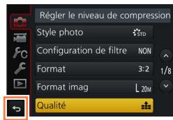 PANASONIC LUMIX DMC-TZ101 - Appuyez à plusieurs reprises sur la touche [Q.MENU/5] jusqu'à ce que l'écran d'enregistrement ou de lecture réapparaisse. - 1