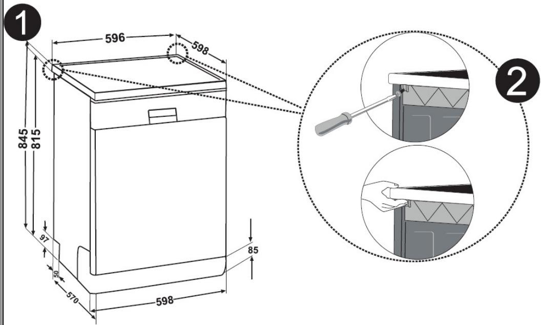 FUNIX FDW313A - Installation sous un plan de travail - 1