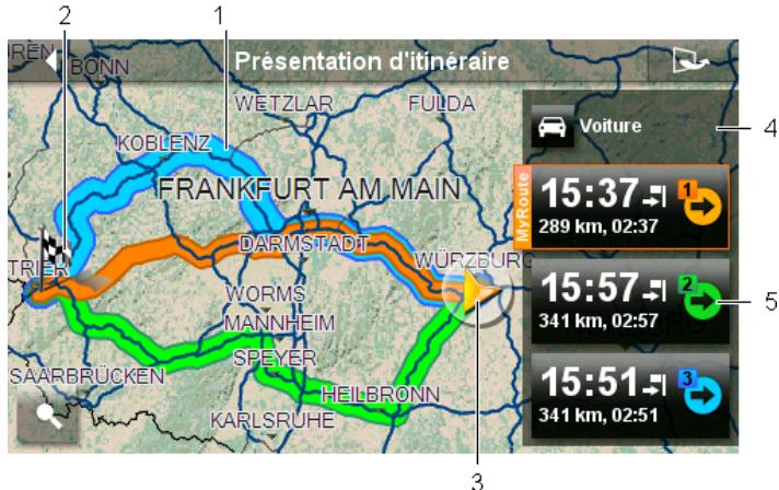 NAVIGON 72 - Carte au mode Présentation d'itinétaire - 1
