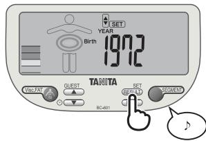TANITA BC-601 - Configure su Fecha de nacimiento (año/mes/día). - 3