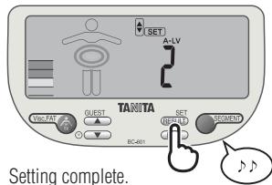 TANITA BC-601 - Specify the Activity Level - 3
