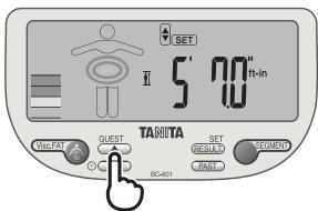 TANITA BC-601 - Specify the Height - 1