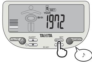 TANITA BC-601 - Set your Birthday (Year/Month/Day). - 3