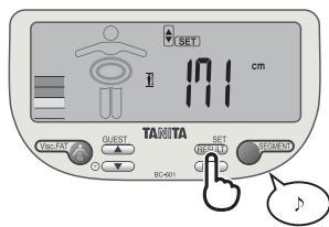 TANITA BC-601 - De lenghte invoeren - 2
