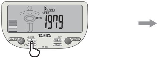 TANITA BC-601 - Stel uw verjaardag in (Jaar/Maand/Dag). - 1