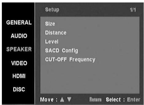 NAD T 535 - MENU DE CONFIGURATION HAUT-PARLEURS - 1
