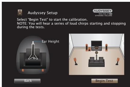 MARANTZ SR6011 - When the following screen is displayed, select "Begin Test" and then press ENTER. - 1