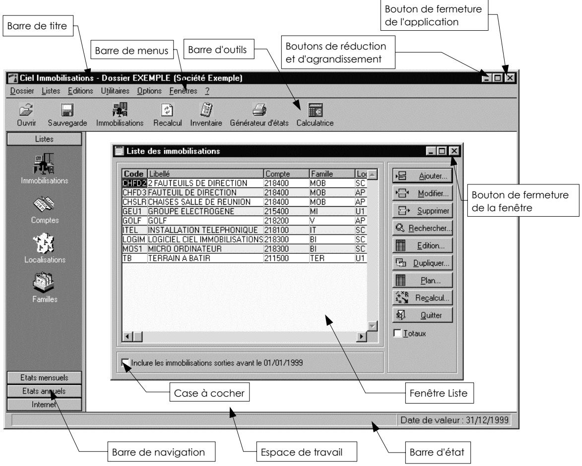 CIEL IMMOBILISATIONS - La fenêtre principale de l'application - 1