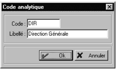 CIEL IMMOBILISATIONS - Les codes analytiques - 1