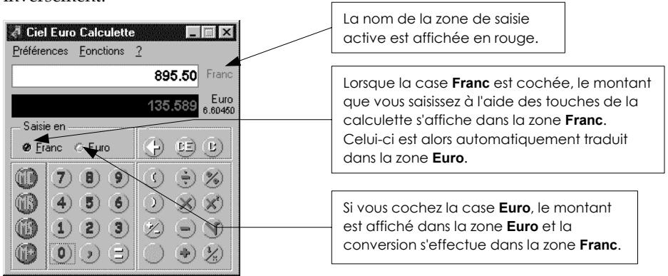 CIEL IMMOBILISATIONS - La calculette en francs et en euros - 2