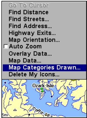 EAGLE FISHELITE 642C IGPS - Sélection des Catégories de Détails Cartographiques - 1