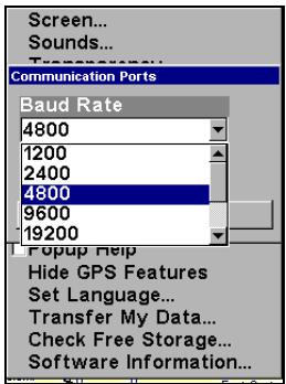 EAGLE FISHELITE 642C IGPS - Pour régler la Configuration du Port Com: - 3