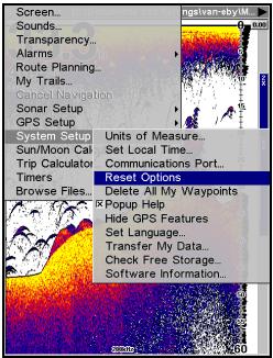EAGLE FISHELITE 642C IGPS - Réinitialisation des Options - 1