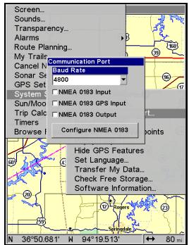 EAGLE FISHELITE 642C IGPS - Pour régler la Configuration du Port Com: - 2