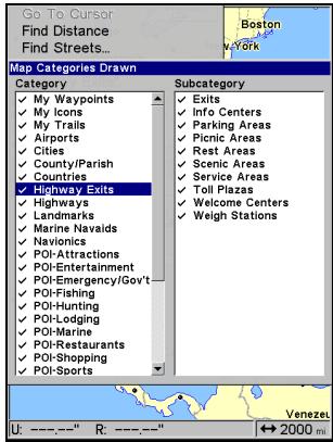 EAGLE FISHELITE 642C IGPS - Sélection des Catégories de Détails Cartographiques - 2