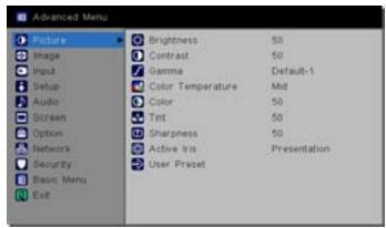 INFOCUS IN5122,  IN5124,  IN5314 - Menu IMAGE - 1