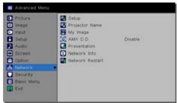 INFOCUS IN5122,  IN5124,  IN5314 - Menu RÉSEAU - 1