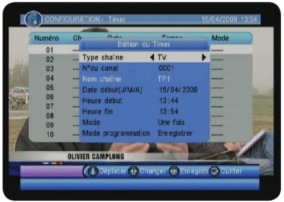 OPTEX ORT 8842 - f) enregistrement via un timer - 2