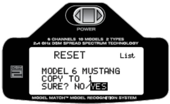 SPEKTRUM DX6I - Écran RESET - 1