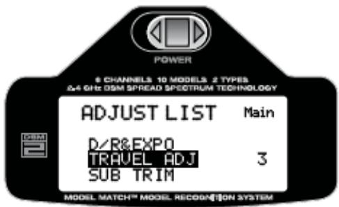 SPEKTRUM DX6I - Pour accéder à travel adjust (réglage du déplacement) - 2