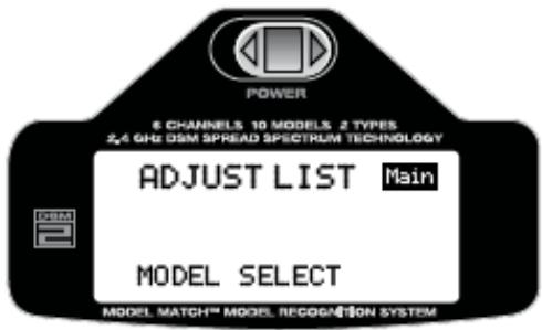 SPEKTRUM DX6I - Pour accéder à travel adjust (réglage du déplacement) - 1