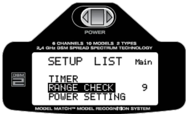 SPEKTRUM DX6I - Pour entrer dans la fonction RANGE check - 2