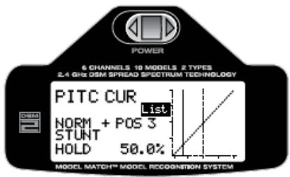 SPEKTRUM DX6I - Pour accéder à la fonction pitch curve - 4
