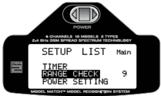 SPEKTRUM DX6I - Pour entrer dans la fonction RANGE check - 2