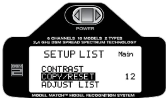 SPEKTRUM DX6I - Pour entrer dans la fonction copy/reset - 1