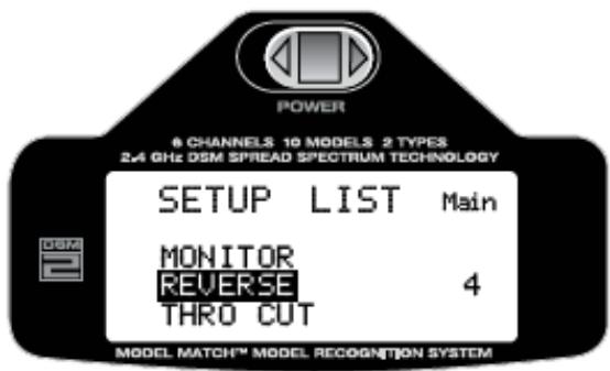 SPEKTRUM DX6I - Pour accéder à la fonction reverse - 2