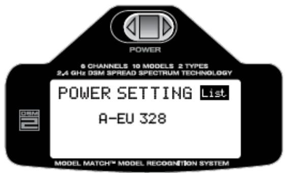 SPEKTRUM DX6I - Pour entrer dans la fonction power setting - 2