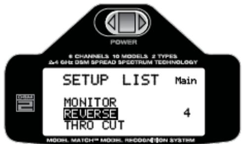 SPEKTRUM DX6I - Pour accéder à servo reversing (inversion servo) - 2