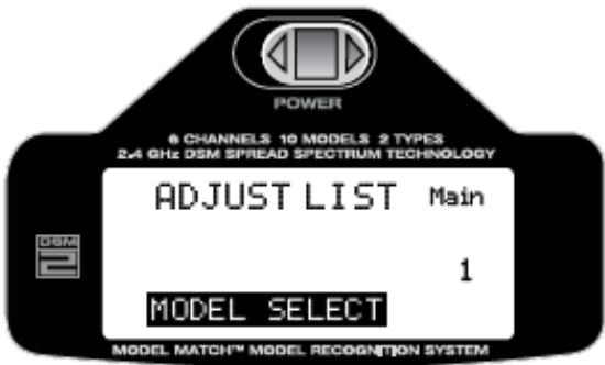 SPEKTRUM DX6I - Pour entrer dans la fonction model select - 2